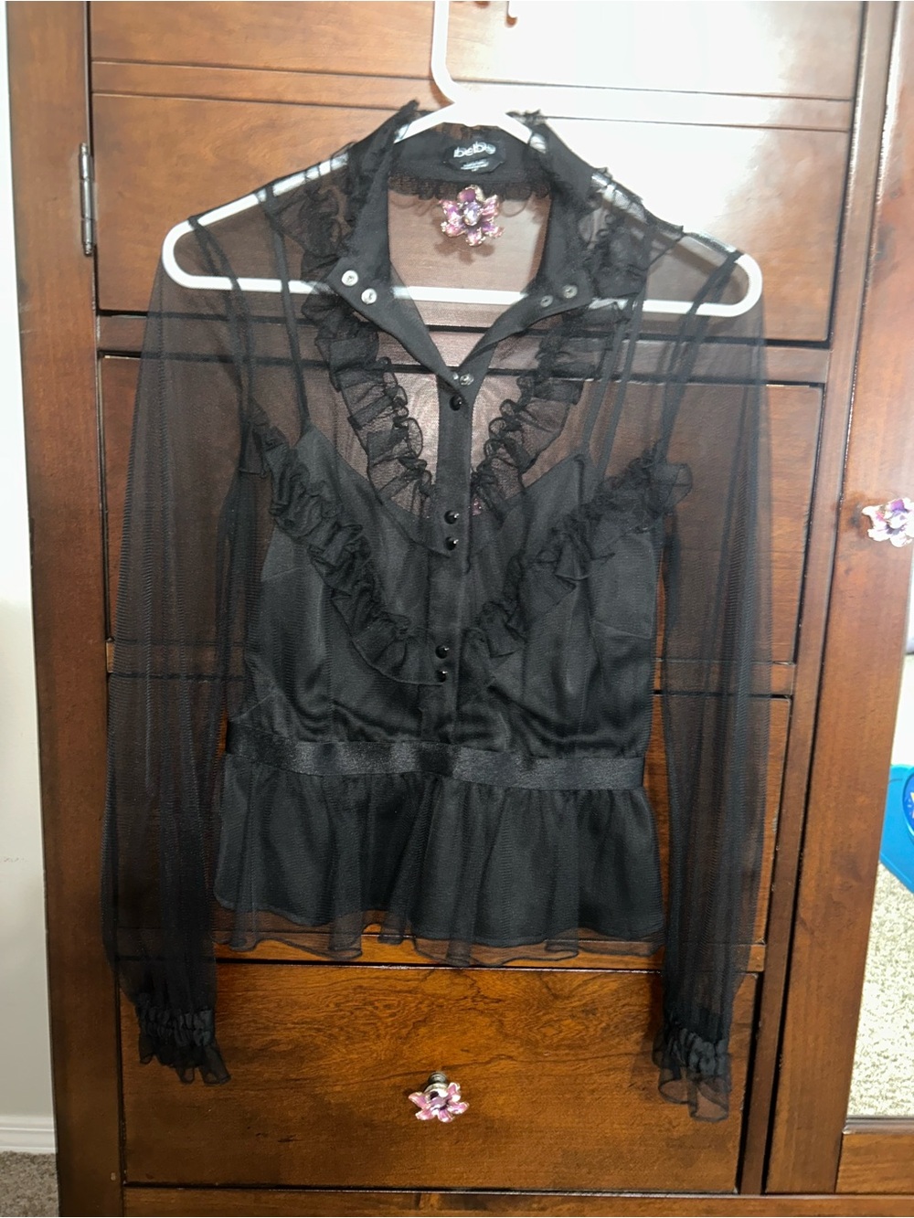 NWOT! Bebe Lace Tank Button Up Dress Shirt size S